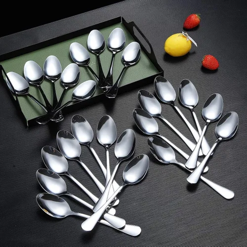 Vista 3 de Berglander - Cucharas de cena de 24 cucharas de sopa de acero inoxidable de 7.5 pulgadas, cubiertos de acero inoxidable brillante, juego de cucharas