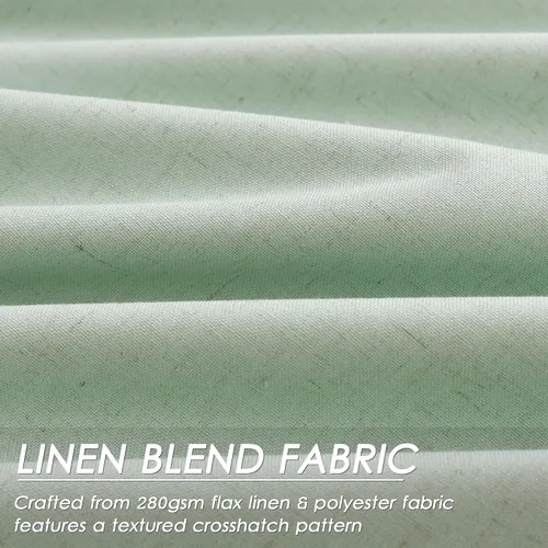 Vista 5 de Cortinas de lino verde aguamarina de 102 pulgadas de largo con pestaña trasera, bolsillo para barra, cortinas de lino opacas que absorben el sonido