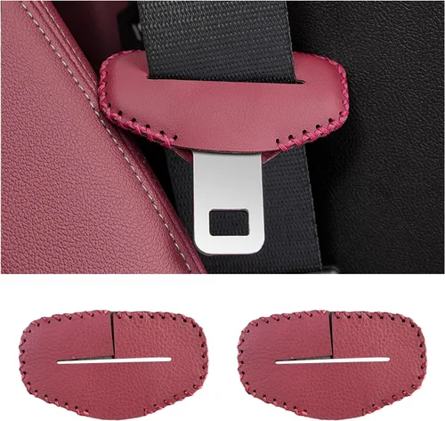 Vista 7 de Augeny 2 fundas para hebilla para cinturón de seguridad, de cuero antiarañazos, funda de clip silenciador para cinturón de seguridad, protector