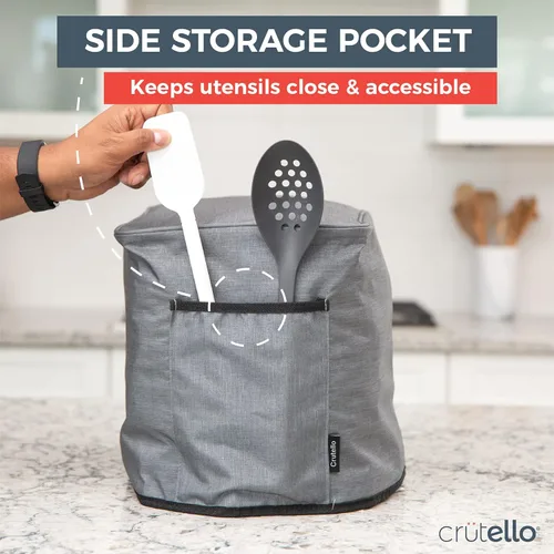 Vista 6 de Crutello Funda para freidora de aire con bolsillos de almacenamiento para freidoras de 2.8 a 4.8 cuartos de galón, se adapta a varias marcas