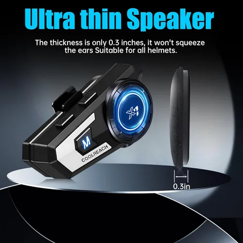 Vista 2 de Casco de motocicleta Auriculares Bluetooth, auriculares Sking, cancelación de ruido CVC, música estéreo respuesta automática, 90 horas de tiempo