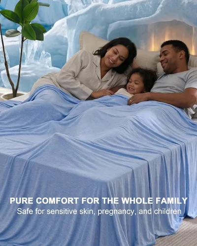 Vista 4 de Manta refrescante para personas que duermen con calor – Manta de verano delgada y ligera para cama, Q-Max> 0.4, transpirable, de doble cara, absorbe