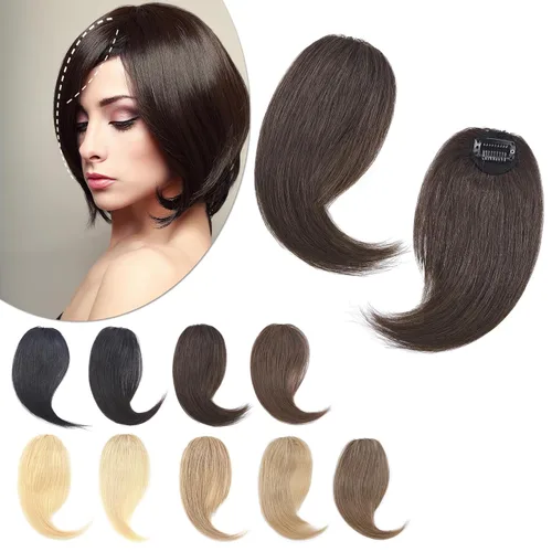 Vista 12 de SEGO Flequillo lateral con clip en cabello humano 100% real de 10 pulgadas, 2 piezas de flecos de onda francesa barrido de aspecto natural, 0.53