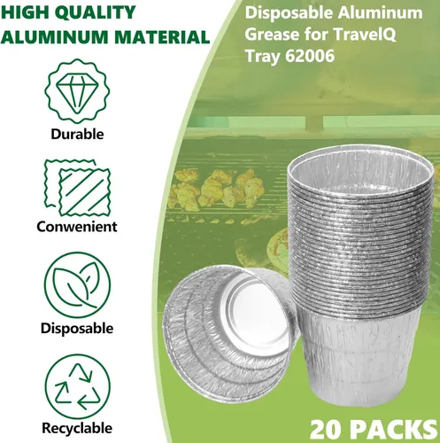 Vista 4 de Cubo de grasa para ahumador de pellets con paquete de 20 forros desechables de papel de aluminio para Traeger, Oklahoma Joe's, Pit-Boss, Camp Chef