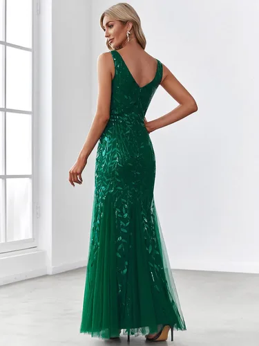 Vista 2 de Ever-Pretty 7886 - Vestido largo de noche sin mangas con cuello en V doble para mujer