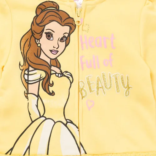 Vista 2 de Disney Princesa Moana Cenicienta Belle - Sudadera con capucha con cremallera y peplum para niños grandes Naranja