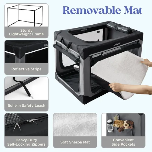 Vista 4 de Lesure Shown on TODAY Show - Jaula plegable suave para perros, jaula de viaje portátil de 26 pulgadas para perros pequeños en interiores