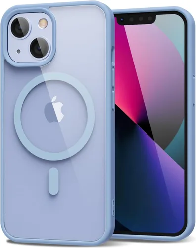 Vista 195 de oakxco Funda magnética transparente compatible con Magsafe, delgada, transparente, no amarillea, híbrida de silicona suave y cubierta protectora