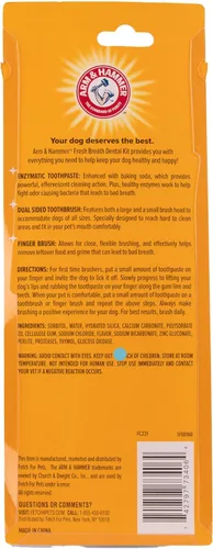 Vista 6 de Arm & Hammer for Pets Fresh Breath - Kit de cuidado dental enzimático para perros, incluye pasta de dientes para perros, cepillo de dientes de doble
