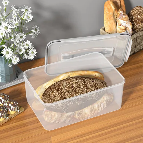 Vista 6 de Paquete de 4 recipientes herméticos de plástico transparente para almacenamiento de alimentos, caja de plástico de 15 cuartos de galón con tapa