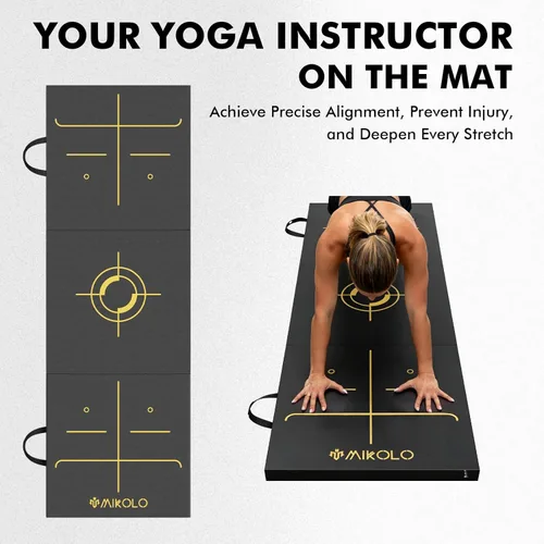 Vista 3 de Mikolo Alfombrilla de ejercicio de triple pliegue, 2 pulgadas de grosor con asas de transporte, 6 x 2 pies, antidesgarros, portátil, de alta