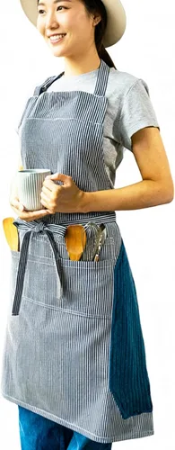 Vista 20 de Delantal de cocina 100% algodón con 2 bolsillos, delantal de chef ajustable para cocinar, hornear barbacoa, delantal unisex
