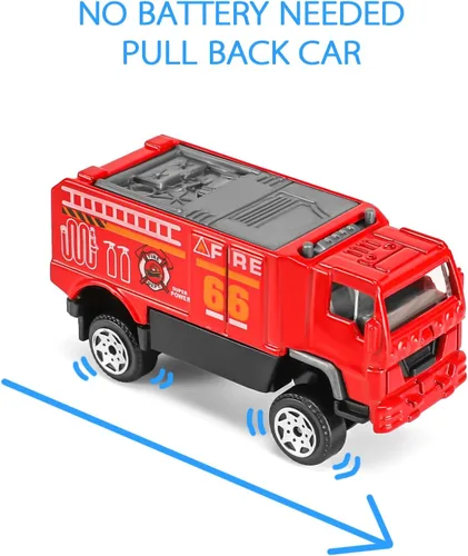 Vista 2 de Camión de bomberos de 14 piezas con juguete de bombero, mini auto de bomberos fundido a presión, mini vehículo de emergencia de rescate para niños