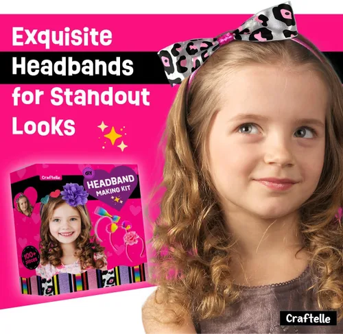 Vista 2 de Kit de fabricación de diademas para niñas, haz tus propias diademas de moda para niñas, accesorios para el cabello de bricolaje para niñas de 4 a 6