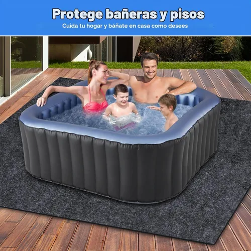Vista 3 de Tapete para Bañera de Hidromasaje de 80 * 80 Pulgadas, Almohadilla Inflable Extra Grande para Bañera de Hidromasaje para Exterior e