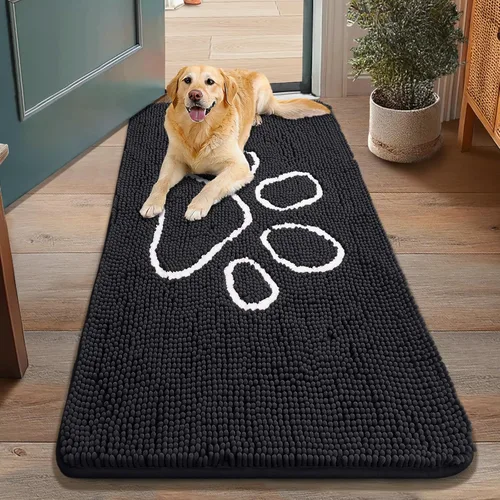 Vista 155 de Smiry Tapete para puerta de perro para patas fangosas, absorbente que atrapa la suciedad, antideslizante, de secado rápido, lavable, tapete