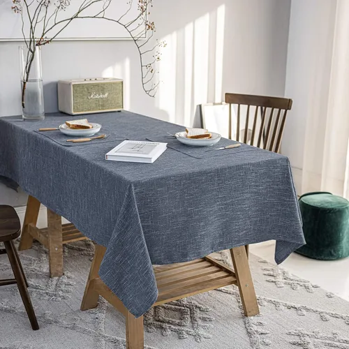 Vista 12 de Manteles redondos impermeables de lino de algodón, se limpian con un paño, para mesa de comedor, interiores y exteriores, bufetes, fiestas y Beige