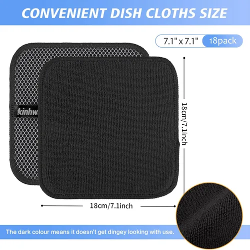 Vista 5 de KinHwa Paños de Cocina para Platos de Microfibra Absorbente de Secado Rápido con Lado de Fregado Poly Scour Ideal para Limpieza de Cocina