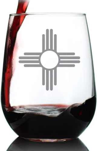 Vista 7 de Custom New Mexico Flag Personalized Stemless Wine Glass - State Themed Drinking Decor and Gifts for New Mexican Women & Men - Large 17 Oz Glasses