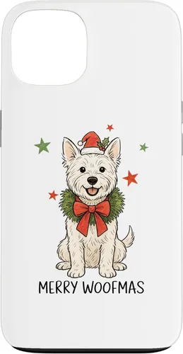 Vista 6 de Merry Woofmas White Terrier Dog Santa Hat Christmas Cute Dog Case for iPhone 15