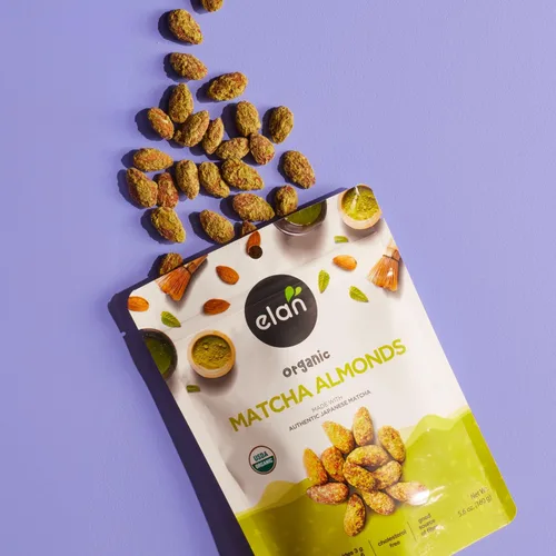 Vista 3 de Elan Almendras orgánicas matcha, 5.6 onzas, sin OMG, sin gluten, veganas, kosher, nueces con infusión de superalimentos