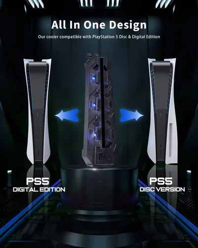 Vista 5 de Anspect Ventilador de refrigeración PS5, accesorios PS5 con ventiladores de refrigeración de alta eficiencia (7000 RPM), cuchilla de equilibrio
