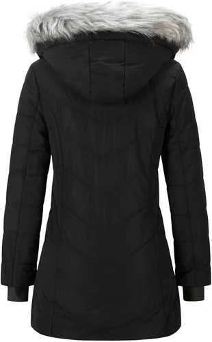 Vista 2 de FASRYKOC Women's Quilted Puffer Jacket Removable Faux Fur Hooded Long Puffer Coat Lightweight Full-Zip Puffer Jacket