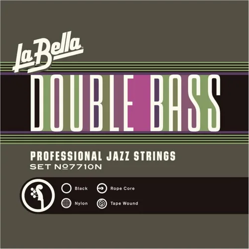 La Bella 7710N - Cuerdas de jazz enrolladas con cinta de nailon negro para contrabajo doble 61-134