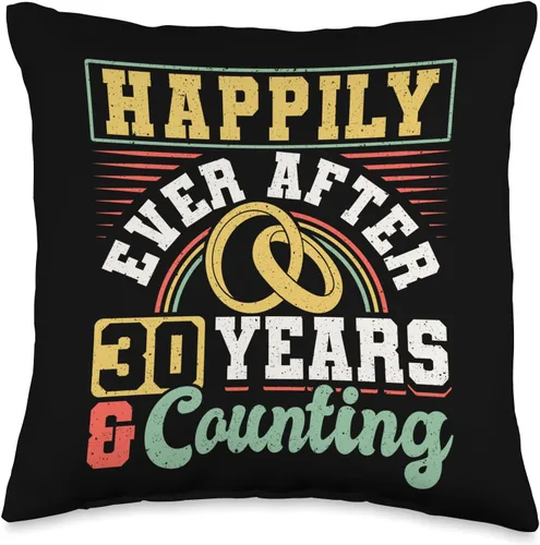 Married Couples Matching Apparel JM0 30th Wedding Anniversary Happily Ever After 25 Years and Throw Pillow, 16x16, Multicolor