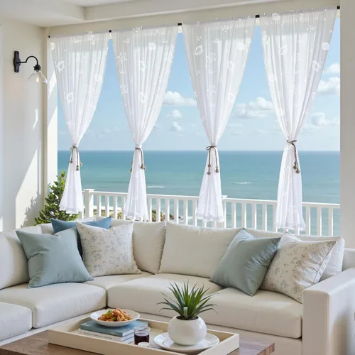 Vista 2 de jinchan Cortinas traslúcidas blancas para sala de estar, dormitorio, cuarto de bebé, cortinas de 63 pulgadas de largo para casa de playa, gasa