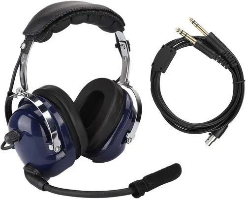 Vista 8 de EBTOOLS Auriculares de aviación con reducción de ruido, auriculares piloto general de doble enchufe con entrada de música MP3 de 0.138 in