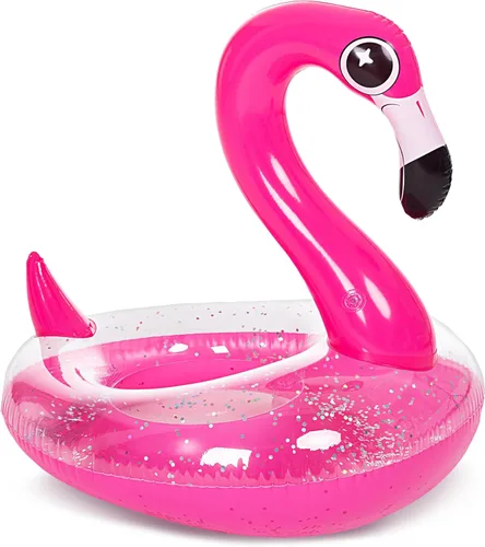 JOYIN Flotadores inflables de flamenco para piscina, tubo de natación con purpurina para adultos y niños, divertida balsa flotante para playa, lago,