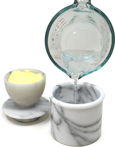 Vista 6 de Mantequillera Norpro de mármol, color blanco, talla única , Blanco crudo