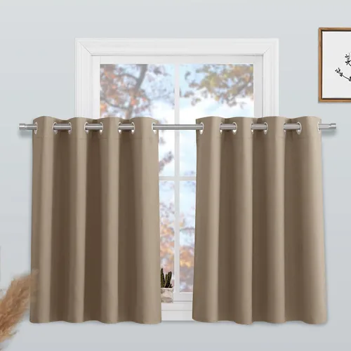 Vista 132 de KGORGE - Cortinas opacas grises para dormitorio 2 paneles, 42 x 63 pulgadas con ojales, cortinas de oscurecimiento de habitación con aislamiento