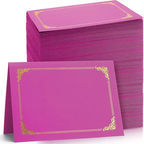 Vista 8 de Fainne Paquete de 120 soportes para certificados a granel, cubiertas de diploma, borde de lámina dorada, cubiertas de documentos para certificados