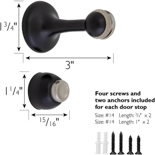 Vista 3 de Design House 189316-MB - Protector de pared magnético para puerta con punta magnética, topes de puerta de acero negro mate, paquete de 2