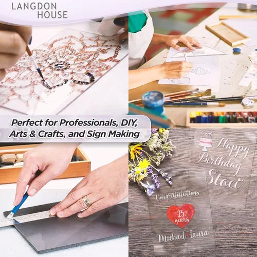 Vista 5 de Langdon House - Paneles de vidrio de plástico flexible PET - 4 x 6 x 0.03 pulgadas, transparente, paquete de 10 - Hoja delgada de plexiglás