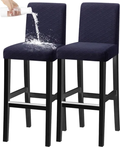 Vista 9 de Fundas para taburete de silla de bar, elásticas, extraíbles y lavables, para comedor giratorio corto (beige, juego de 2)