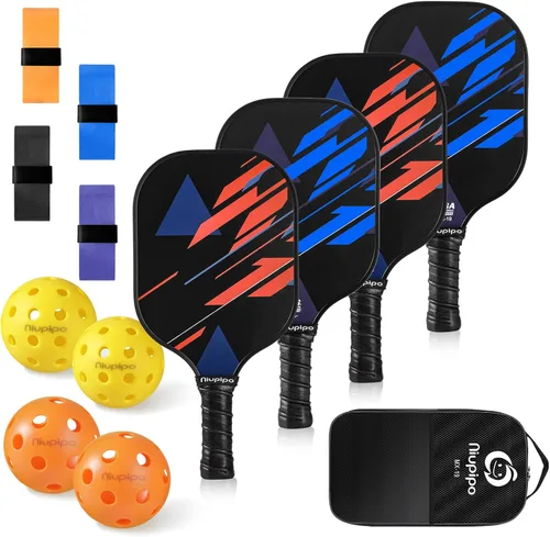 Vista 11 de niupipo Pickleball Paddles Set of 2 or 4, USAPA Approved Fiberglass Pickleball Paddle Set with Balls and Bag, Polypropylene Honeycomb Core