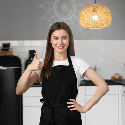 Vista 4 de Avalon Kitchen Aprons for Men - 100% Polyester Chef Apron Women with Extra Long Ties - Cooking Aprons for Women & Mens Apron