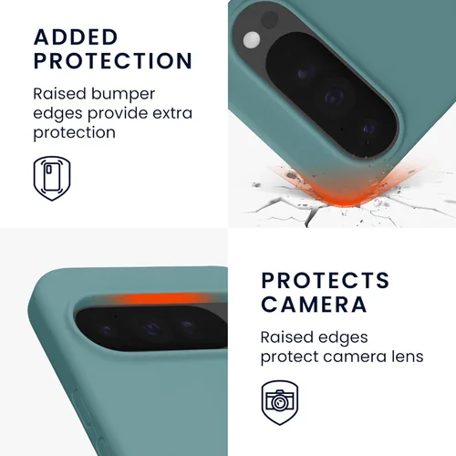 Vista 794 de kwmobile Funda Compatible con Google Pixel 6 Pro - Funda de teléfono de silicona TPU con acabado suave - Azul Arrecife