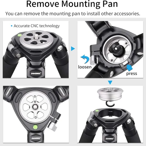 Vista 4 de Trípode de Fibra de Carbono-LT364C-Tamaño Pequeño RT90C Trípodes Profesionales de Servicio Pesado Estables Compactos para Cámara de Video Fotografía