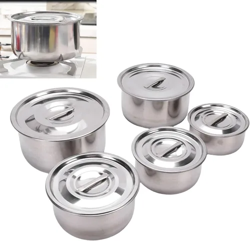Vista 3 de TOPINCN Juego de ollas de sopa de acero inoxidable 5 piezas, ollas de cocina multifuncionales olla de cocción de inducción resistente