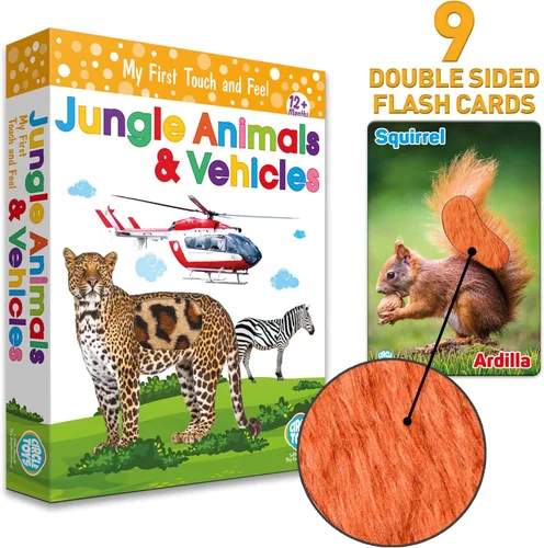 Vista 4 de My Touch and Feel - Tarjetas didácticas de doble cara con imagen bilingüe en inglés y español para bebés, niños pequeños, niños, aprender animales