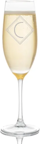 Vista 5 de Copas de champán grabadas personalizadas con monograma Art Deco (juego de 2), letra B