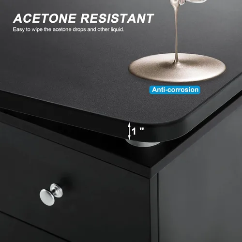 Vista 3 de BarberPub Manicura Nail Table Spa Salón de belleza Estación profesional Nail Desk 0422 (negro)