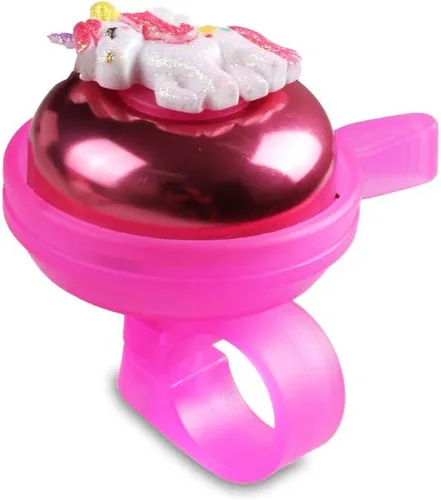 Vista 2 de Mini-Factory Timbre de bicicleta para niñas, manillar de bicicleta, lindo patrón de unicornio rosa, seguro para bicicleta, anillo de bicicleta