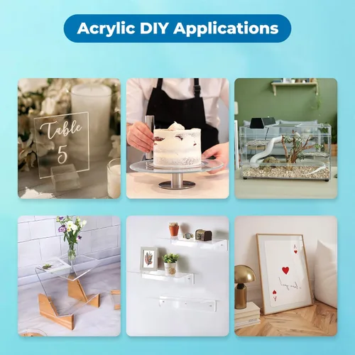 Vista 7 de Fab Glass and Mirror Hoja de Plexiglás Acrílico de Plástico PET de 6"x12"x 1/2" (12mm) de Grosor con Película Protectora, Peso Ligero para Proyectos