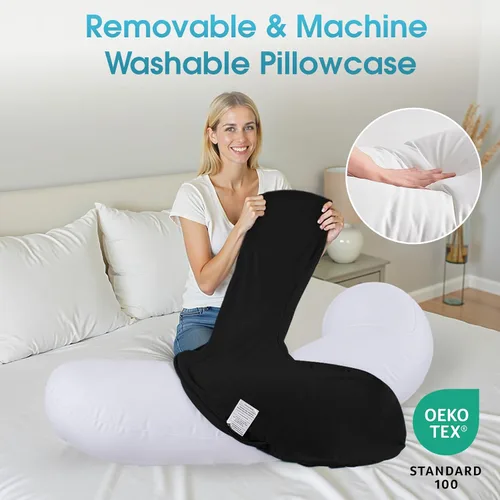 Vista 7 de Almohada corporal, almohada larga, almohada corporal de espuma viscoelástica, almohada lateral en forma de C, funda de almohada lavable a máquina