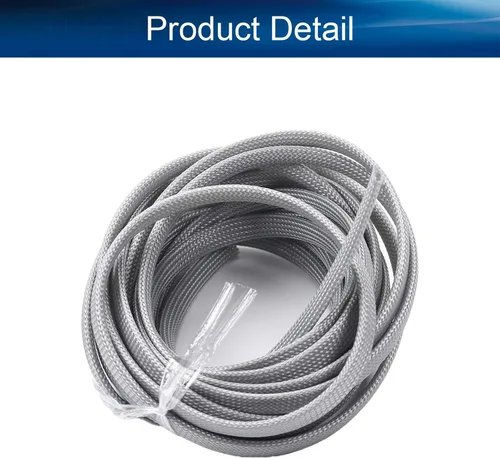 Vista 3 de Bettomshin 1 funda de organización de cables de 16.4 pies (16.4 ft), protector de cable gris PET de 38 pulgadas de ancho, tubo de telar de alambre